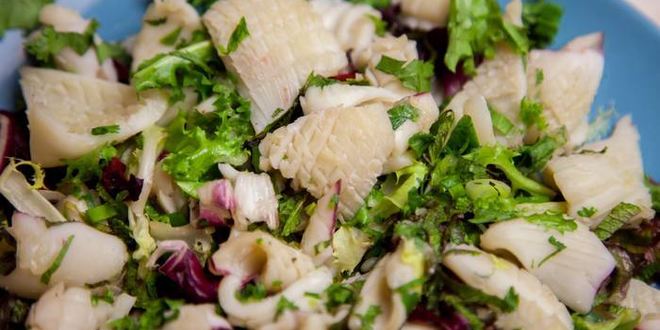 Рецепт салат с кальмарами