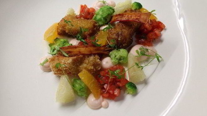 Рецепт Салат с крабовым мясом в 3-х текстурах