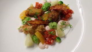 Рецепт Салат с крабовым мясом в 3-х текстурах