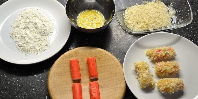 Рецепт салат с крабовым мясом в 3-х текстурах