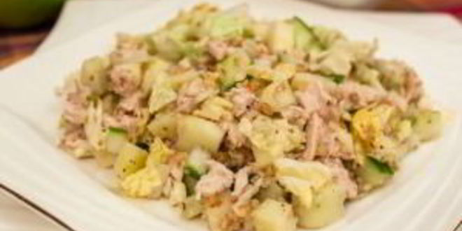 Рецепт салат с куриным филе, огурцами и орехами