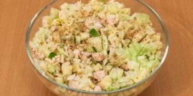 Рецепт салат с куриным филе, огурцами и орехами