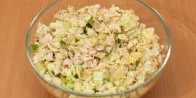 Рецепт салат с куриным филе, огурцами и орехами