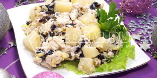 Рецепт салат с курицей и черносливом