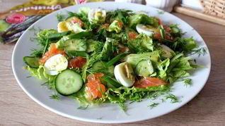 Рецепт Салат с семгой и горчичной заправкой