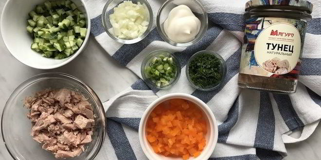 Рецепт салат с тунцом и овощами