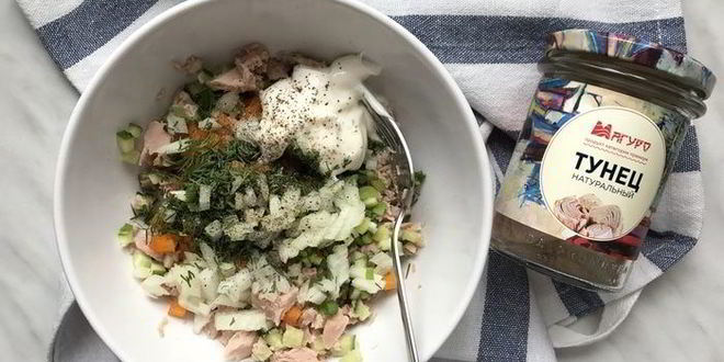 Рецепт салат с тунцом и овощами