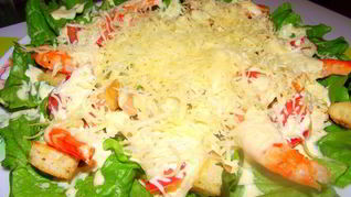 Рецепт Салат Цезарь с креветками