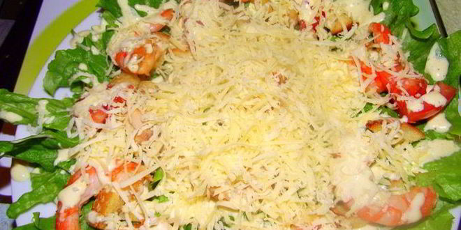 Рецепт салат цезарь с креветками