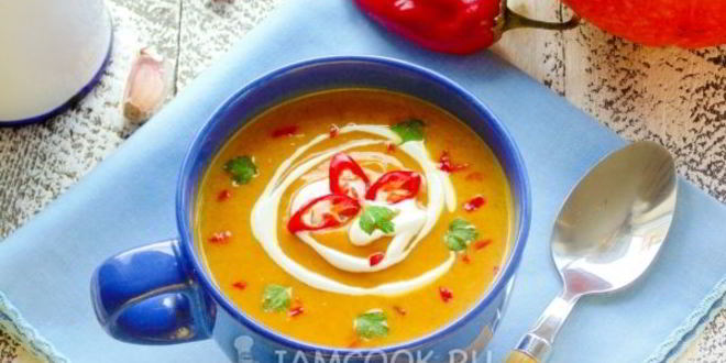 Рецепт азиатский крем-суп из печеной тыквы