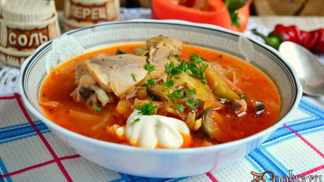 Рецепт Борщ с курицей и баклажанами