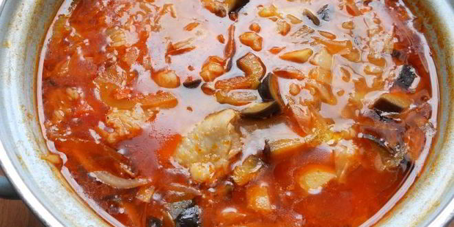 Рецепт борщ с курицей и баклажанами