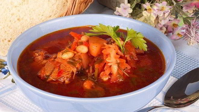 Рецепт Борщ со свининой и фасолью