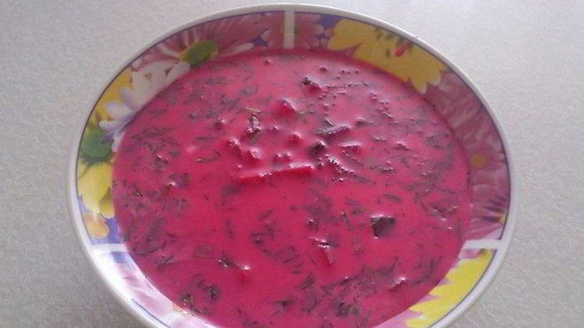 Рецепт Холодный борщ с кальмарами