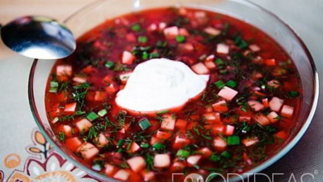 Рецепт Холодный борщ с колбасой