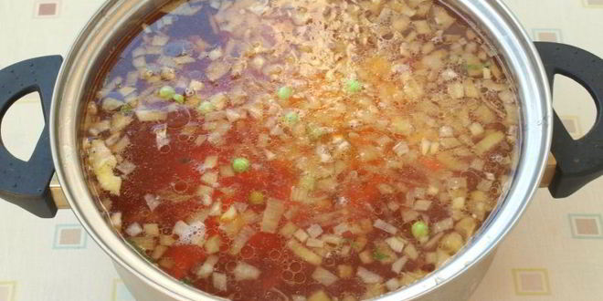 Рецепт зеленый борщ со свеклой и зеленым горошком