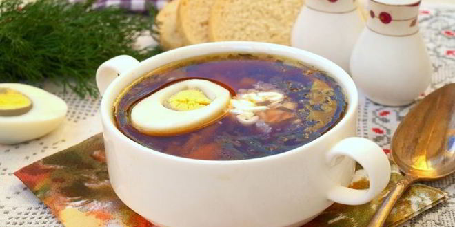 Рецепт зеленый борщ со свеклой и зеленым горошком