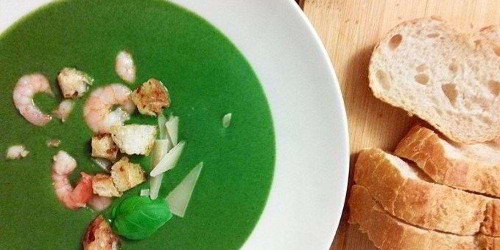 Как приготовить крем-суп из шпината с креветками