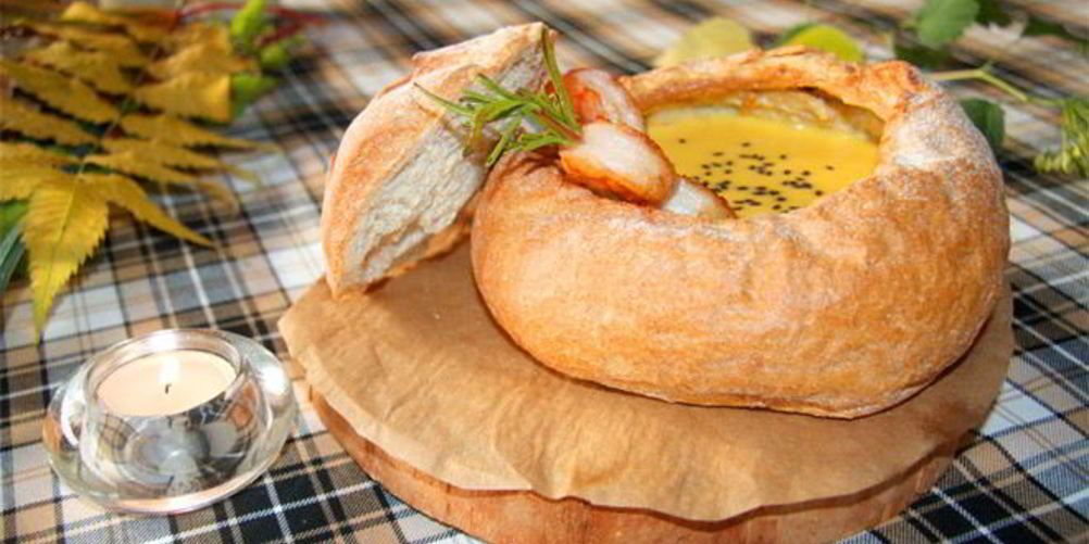 Как приготовить крем-суп из тыквы с тигровыми креветками