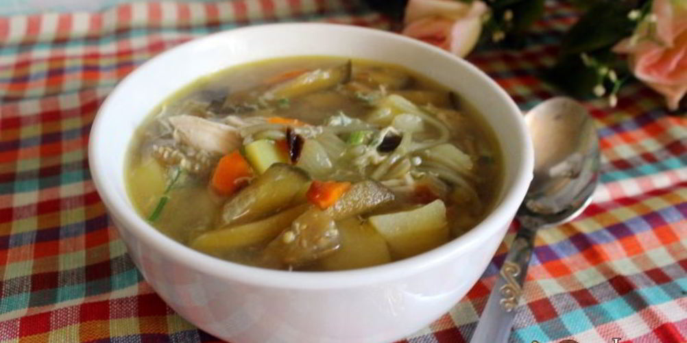 Как приготовить куриный суп с баклажанами и лапшой зеленый чай