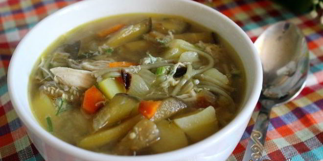 Рецепт куриный суп с баклажанами и лапшой зеленый чай
