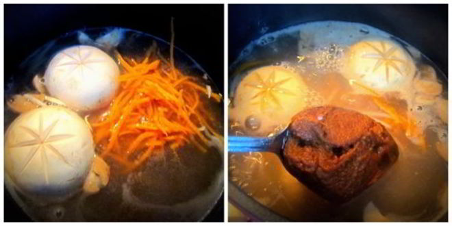 Рецепт мисо суп с курицей, грибами и рисовой лапшой