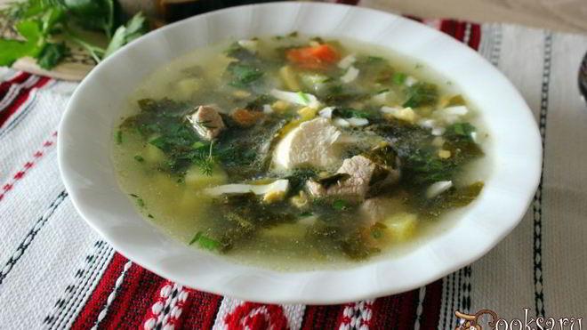 Рецепт Мясной суп со щавелем, яйцом и зеленью в мультиварке