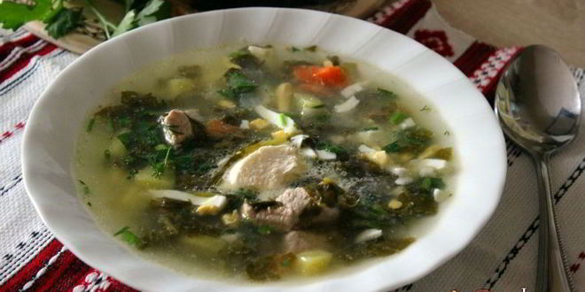 Рецепт мясной суп со щавелем, яйцом и зеленью в мультиварке