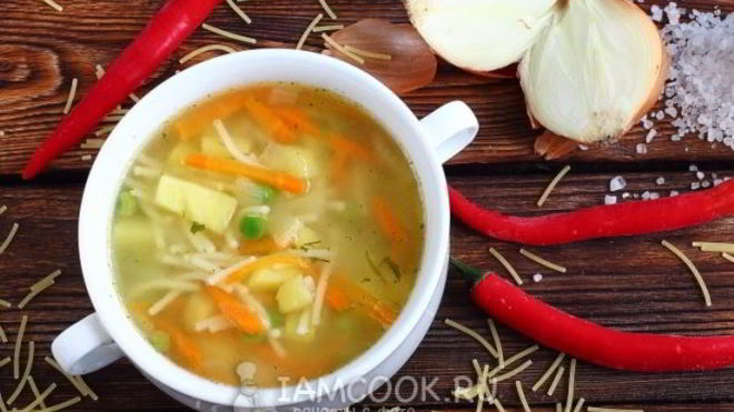 Рецепт Постный суп с вермишелью и картошкой