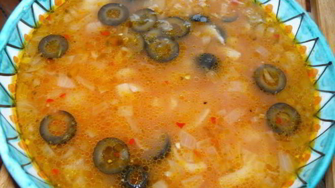 Рецепт Постный томатный суп с оливками