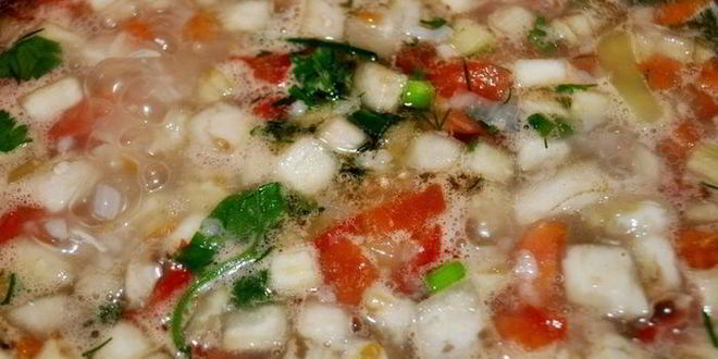 Рецепт суп куриный с рисом и сезонными овощами