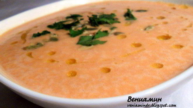 Рецепт Чечевичный суп-пюре с томатами и сельдереем