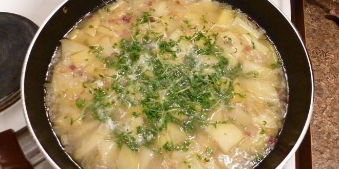 Рецепт картофельный суп-пюре с водяным крессом