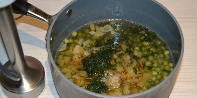 Рецепт постный суп-пюре из зеленого горошка