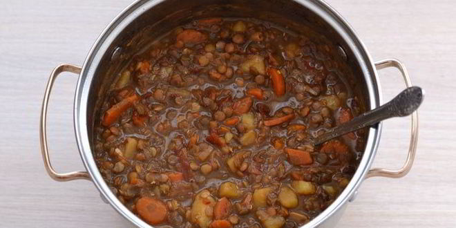 Рецепт суп-пюре из чечевицы и золотистых овощей