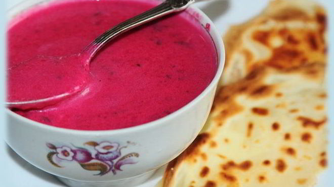 Рецепт Суп-пюре из свеклы с яблоками и крем-сыром