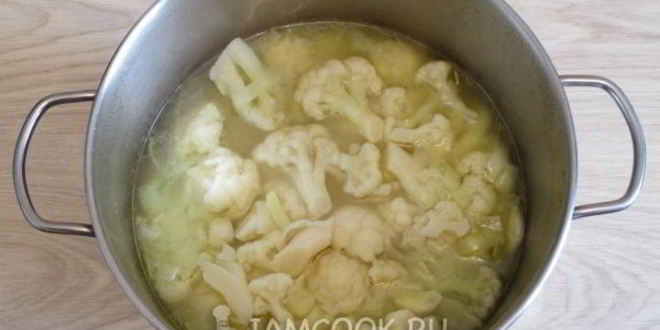 Рецепт суп-пюре из цветной капусты с луком