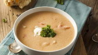 Рецепт Суп-пюре с семгой и зажаркой