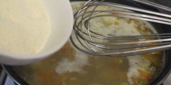 Рецепт суп с манкой и зеленым горошком