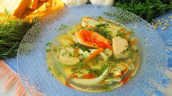Рецепт Супчик по-сахалински с кальмаром