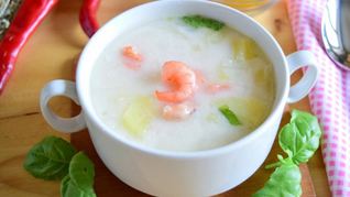 Рецепт Сырный суп с креветками