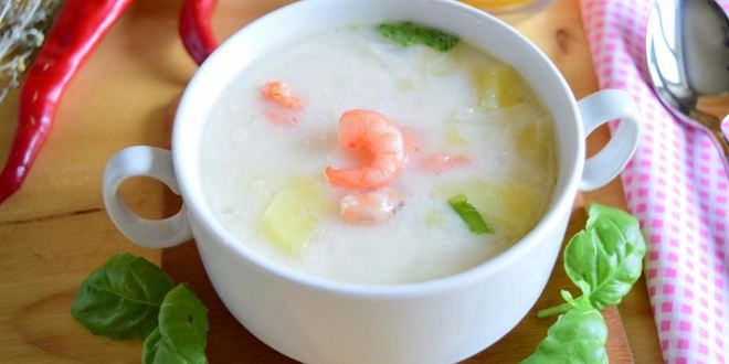 Рецепт сырный суп с креветками