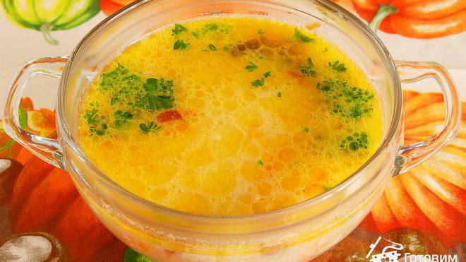 Рецепт Сырный суп с шампиньонами