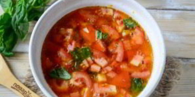 Рецепт томатного супа иза печек с базиликома