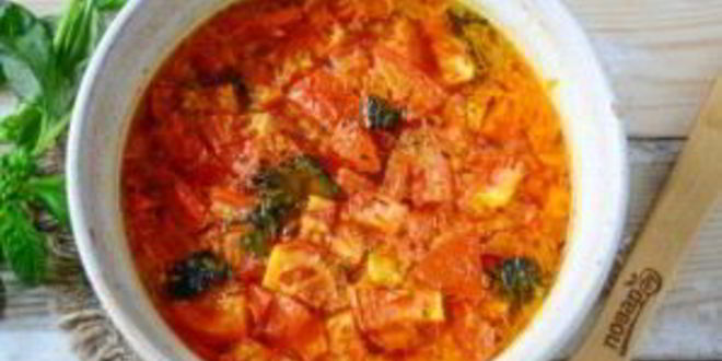 Рецепт томатного супа иза печек с базиликома