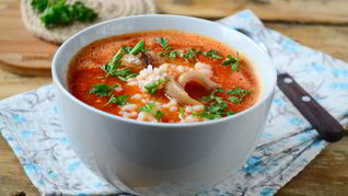 Рецепт Томатный суп с перцем и рисом