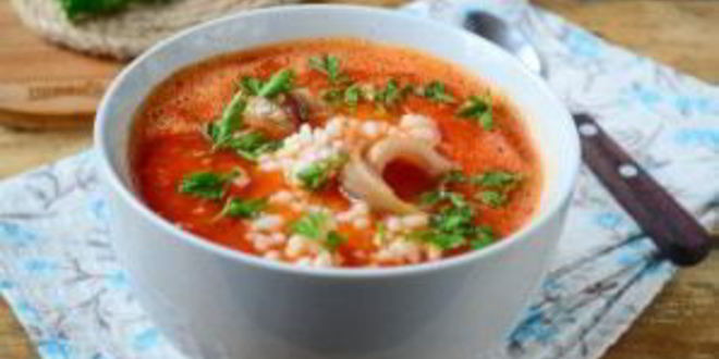 Рецепт томатный суп с перцем и рисом