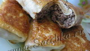 Рецепт Блинчики, фаршированные мясом и чесноком