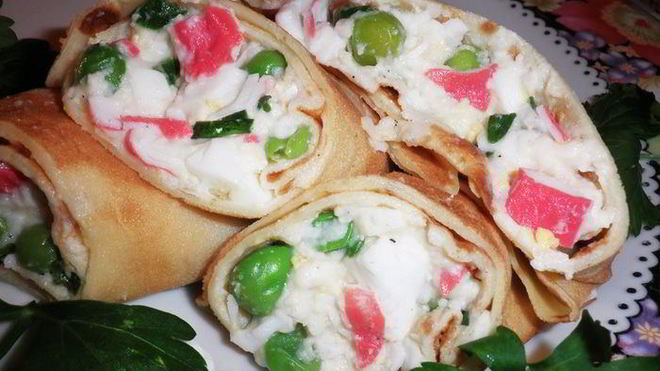 Рецепт Блинчики карри с крабовым мясом
