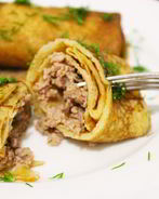 Блинчики на кефире с мясом